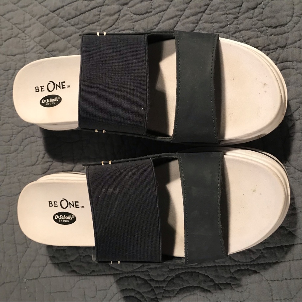 Slides-navy blue/white, sz 7
